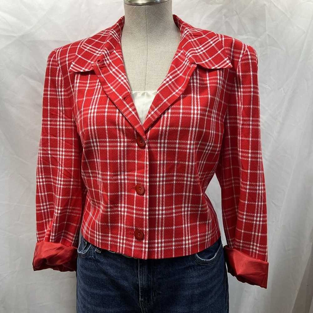 Pendleton ~ Vintage 90s Red & White Plaid Cropped… - image 4