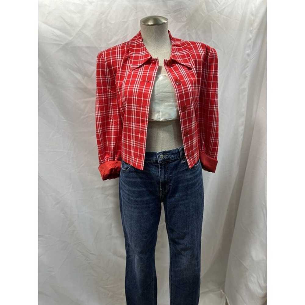 Pendleton ~ Vintage 90s Red & White Plaid Cropped… - image 6