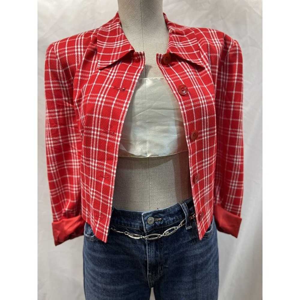 Pendleton ~ Vintage 90s Red & White Plaid Cropped… - image 7