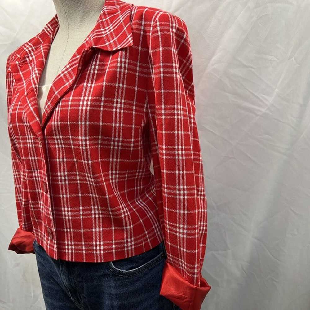 Pendleton ~ Vintage 90s Red & White Plaid Cropped… - image 8