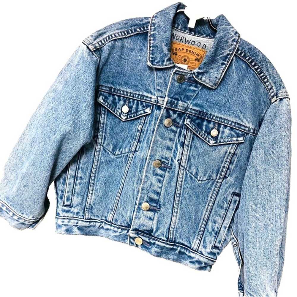 VTG Gap Cropped Denim Trucker Jean Jacket Women's… - image 1