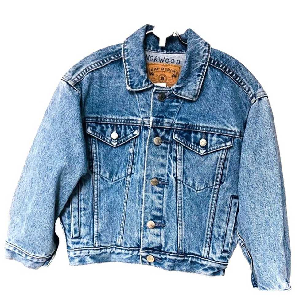 VTG Gap Cropped Denim Trucker Jean Jacket Women's… - image 2