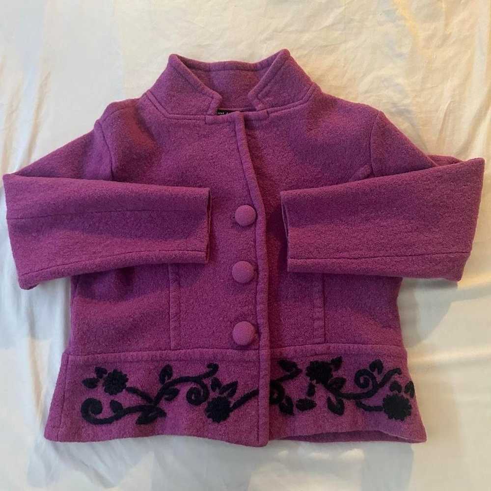 vintage purple flower print coat - image 1