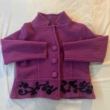 vintage purple flower print coat - image 1