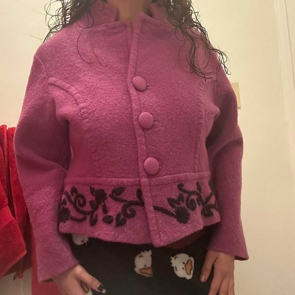 vintage purple flower print coat - image 3