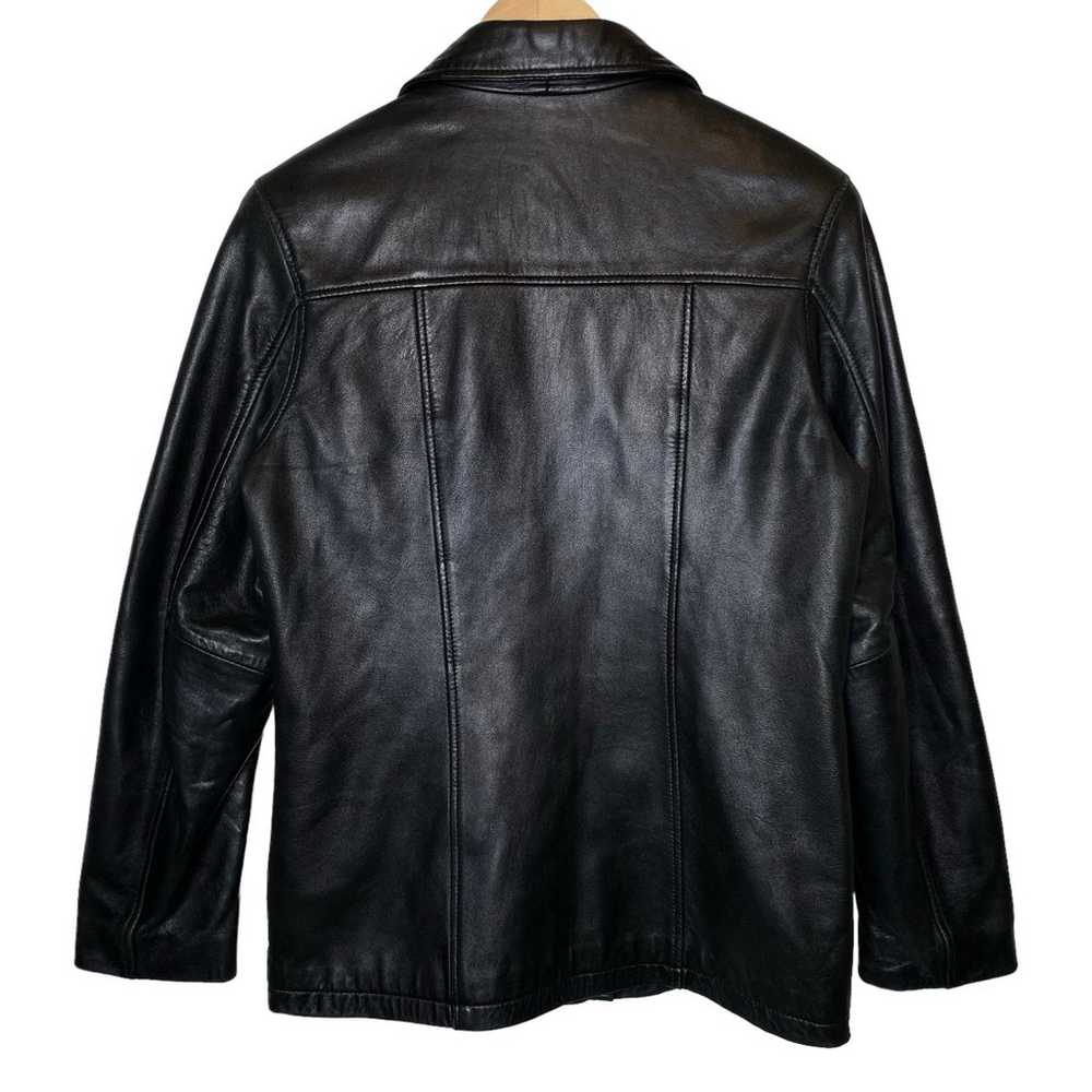 Vintage Express Black Leather Jacket Button Front… - image 3