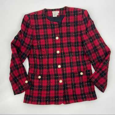 Vintage Talbots Blazer Plaid Red Tartan Jacket Pr… - image 1