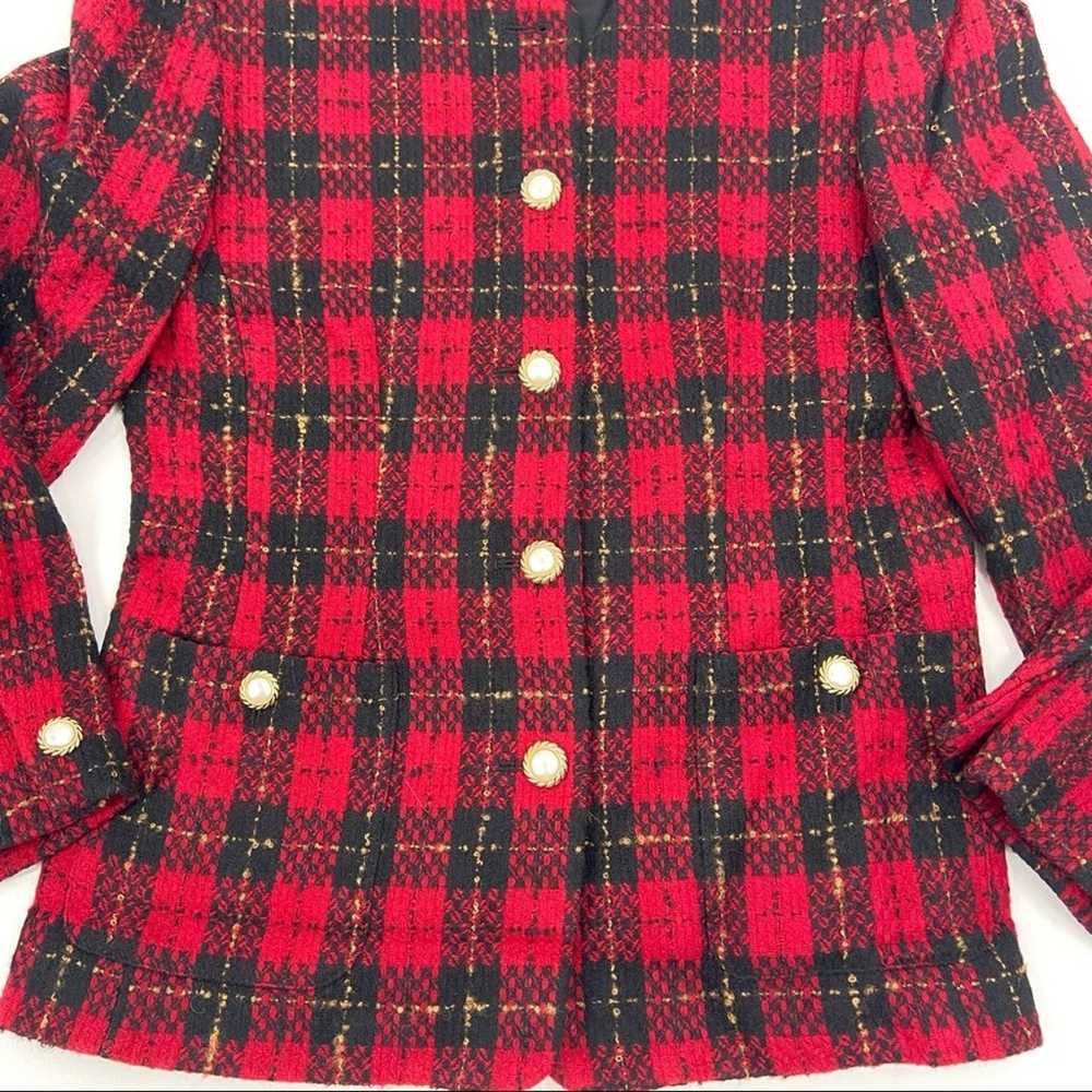 Vintage Talbots Blazer Plaid Red Tartan Jacket Pr… - image 3