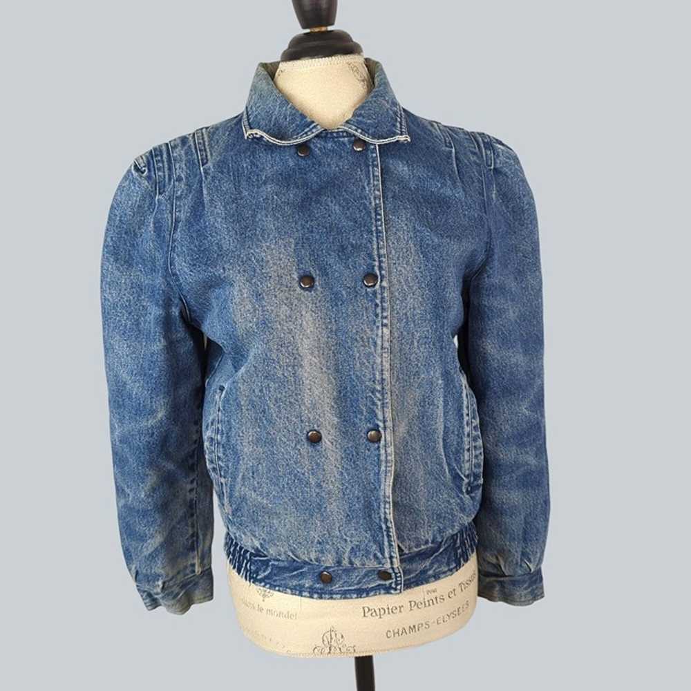 Vintage Womens Jean Jacket Small Acid Bomber - image 12