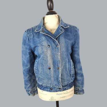 Vintage Womens Jean Jacket Small Acid Bomber - image 1