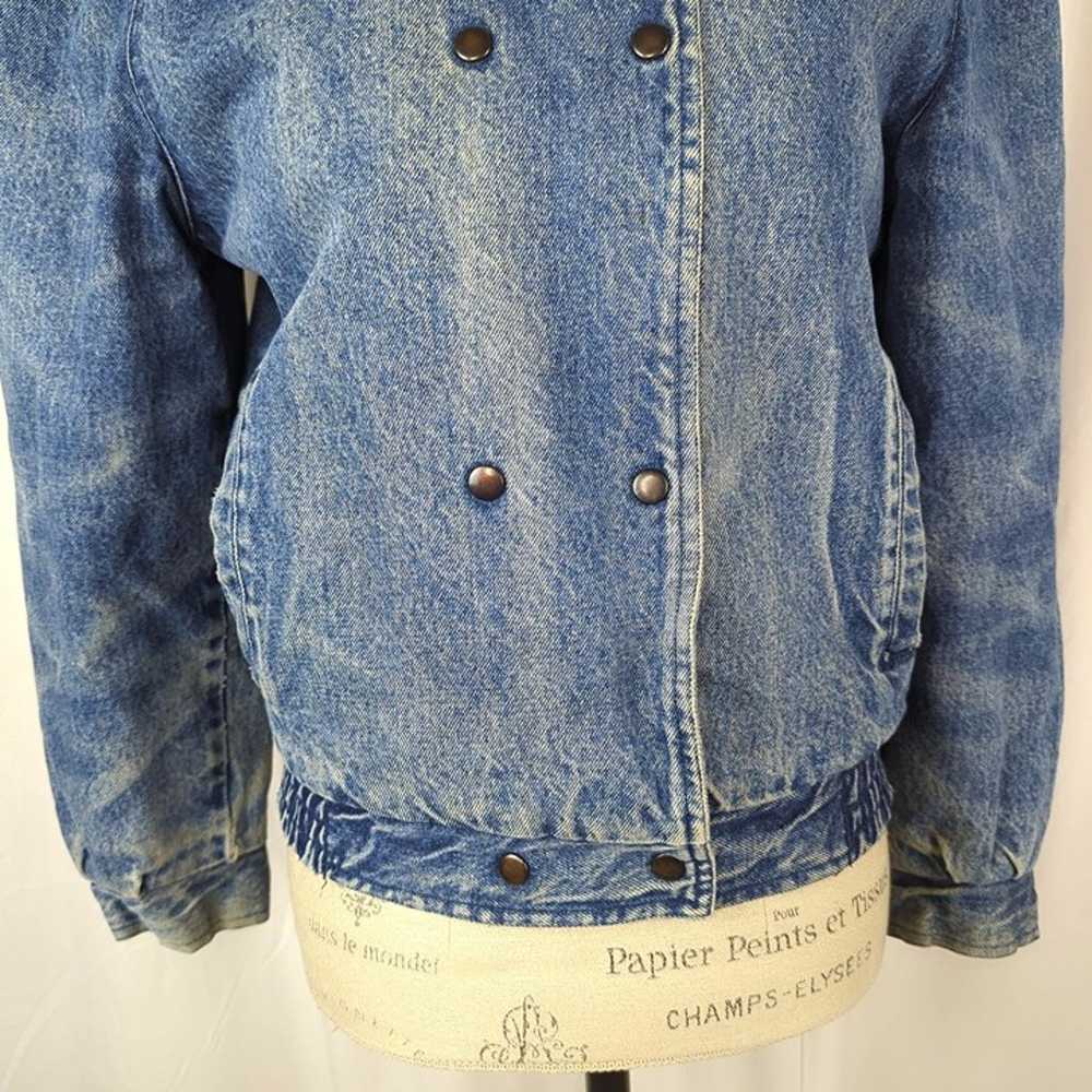 Vintage Womens Jean Jacket Small Acid Bomber - image 3