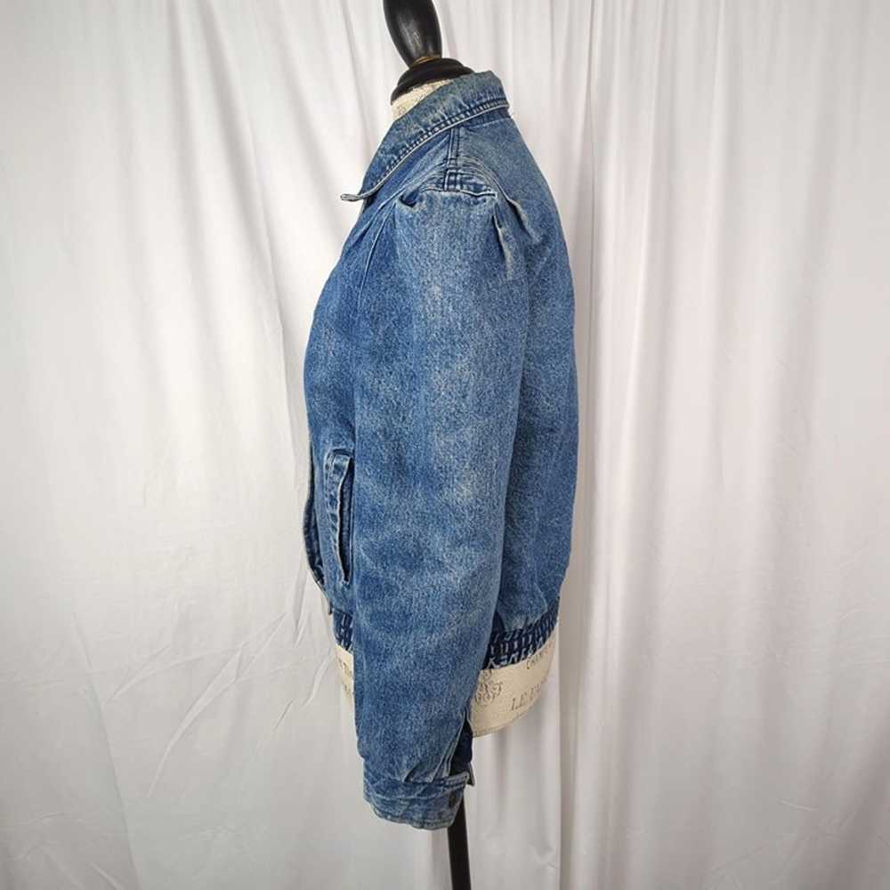 Vintage Womens Jean Jacket Small Acid Bomber - image 4