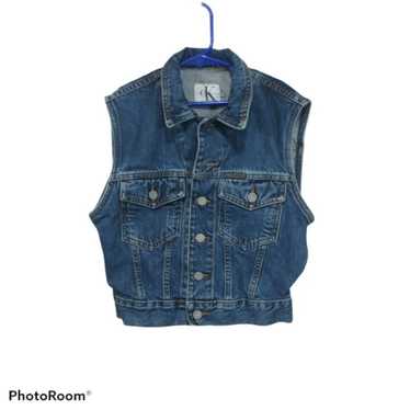 Vtg Calvin Klein Denim Trucker Vest - image 1