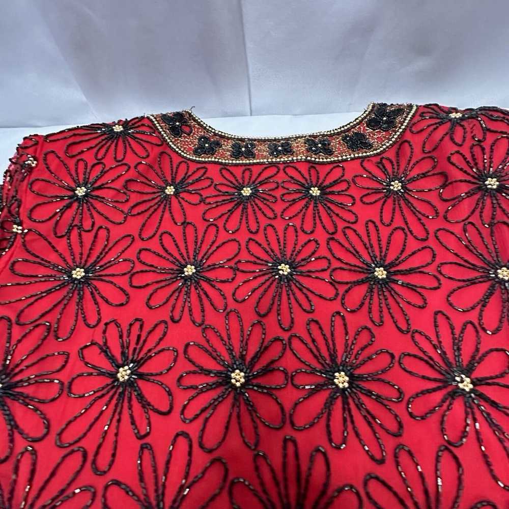 Vintage Papell Boutique Evening Jacket Red Size 6… - image 7