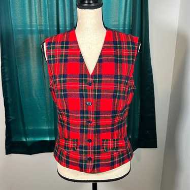 Vintage Pendleton Lined Plaid Wool Vest Sz. 14 - image 1