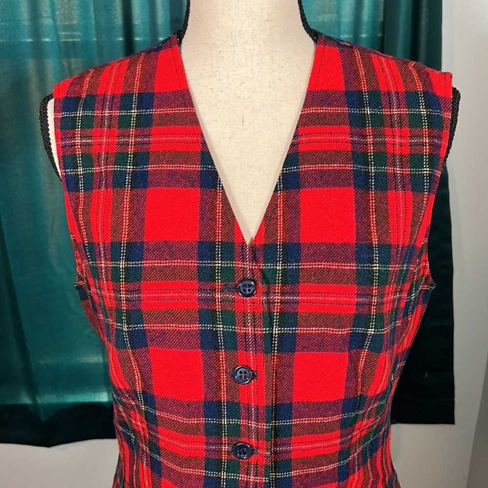 Vintage Pendleton Lined Plaid Wool Vest Sz. 14 - image 2