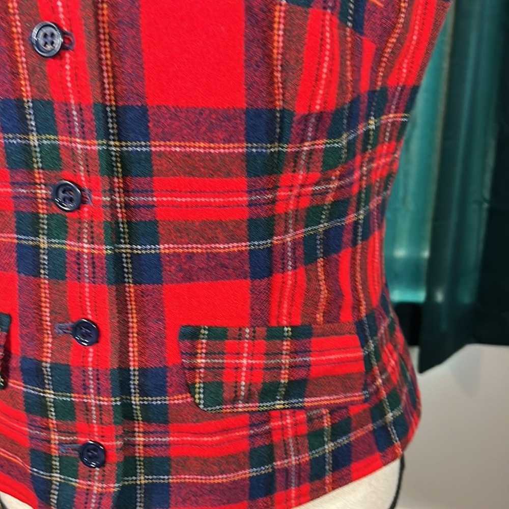 Vintage Pendleton Lined Plaid Wool Vest Sz. 14 - image 3