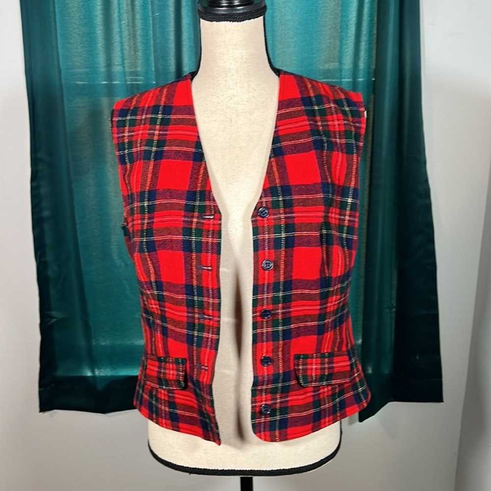 Vintage Pendleton Lined Plaid Wool Vest Sz. 14 - image 6