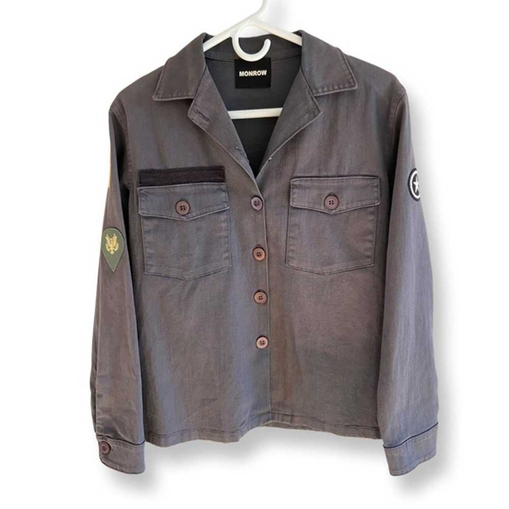 Monrow Charcoal Gray Military Style Shirt Jacket … - image 1