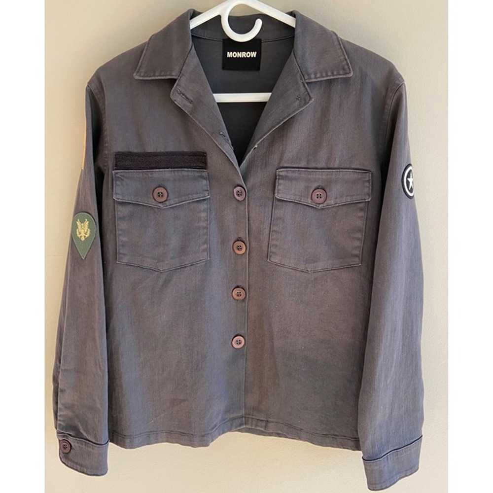 Monrow Charcoal Gray Military Style Shirt Jacket … - image 2