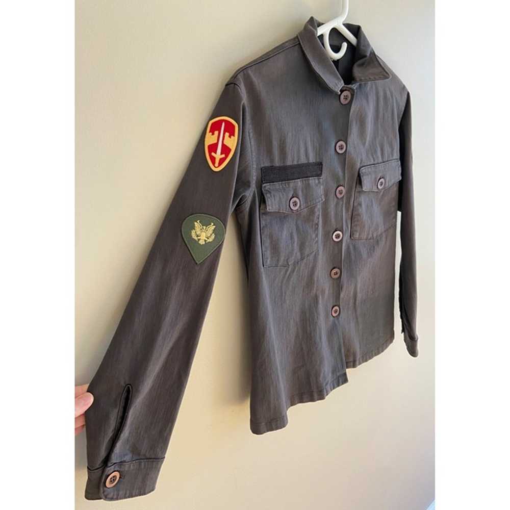 Monrow Charcoal Gray Military Style Shirt Jacket … - image 3