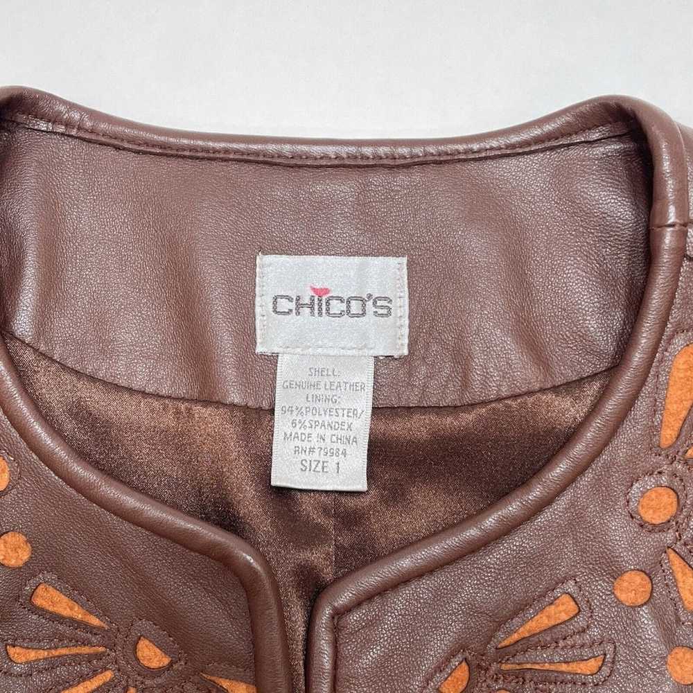 Vintage Chicos Leather Jacket Women’s Small Brown… - image 6