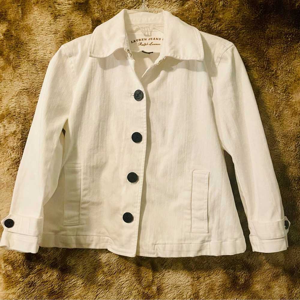 Vintage 90’s Ralph Lauren White Jean Jacket - image 1