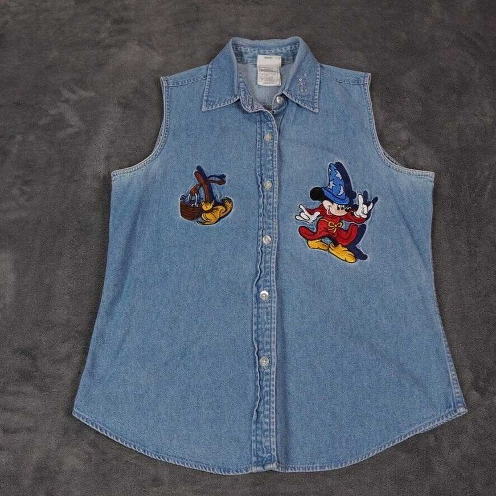 Vintage Disney Vest Women's Small Blue Mickey Mou… - image 1