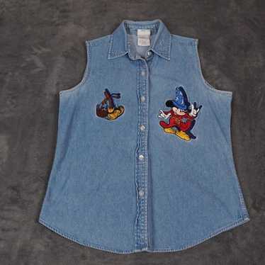 Vintage Disney Vest Women's Small Blue Mickey Mou… - image 1