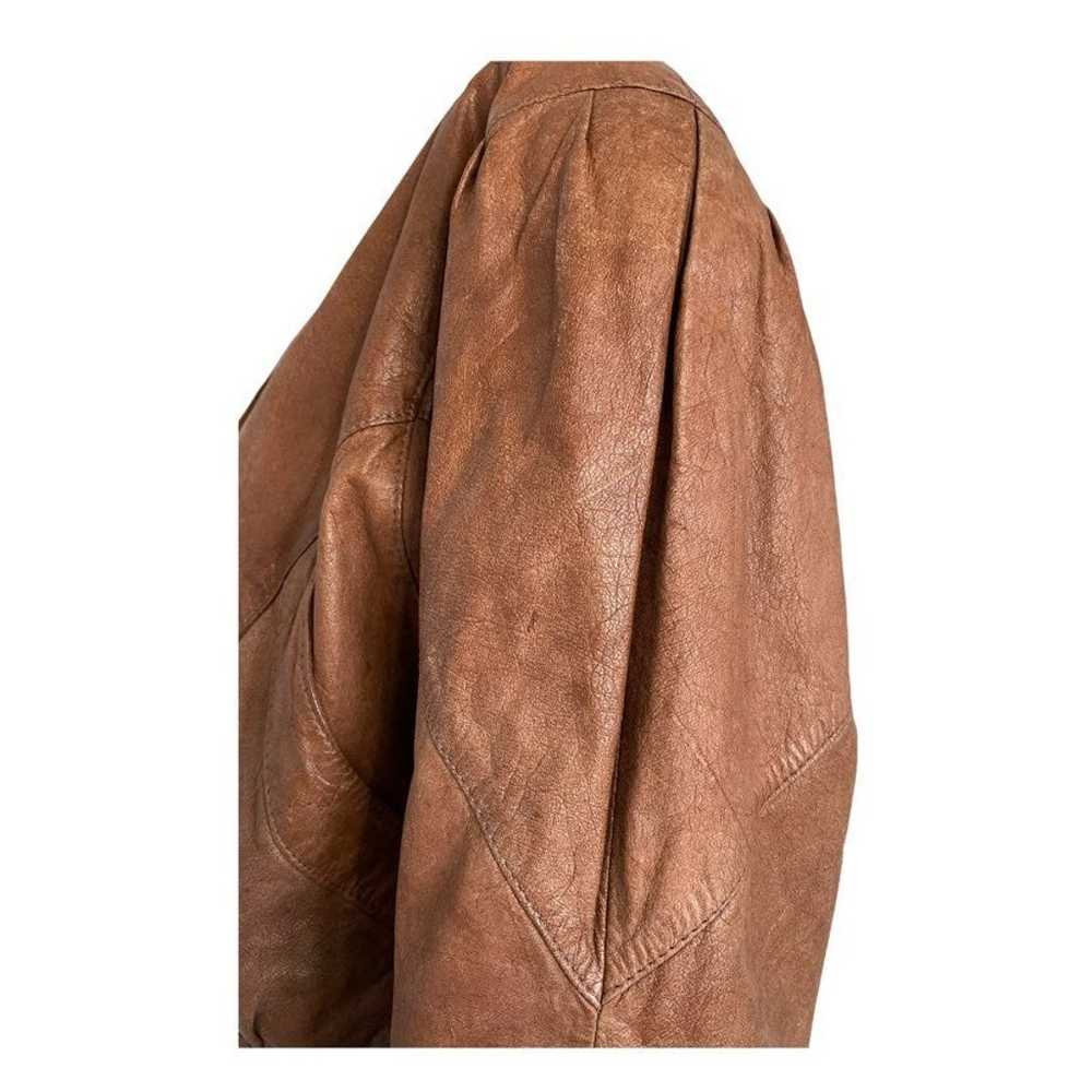 VTG Cowboy Leather Bomber Jacket Brown - image 5