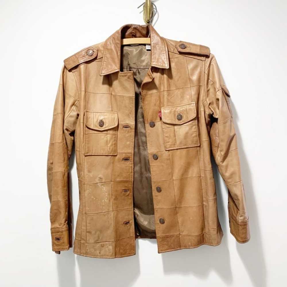 Rare Y2K Levi’s Dry Goods Patchwork Leather Jacke… - image 1