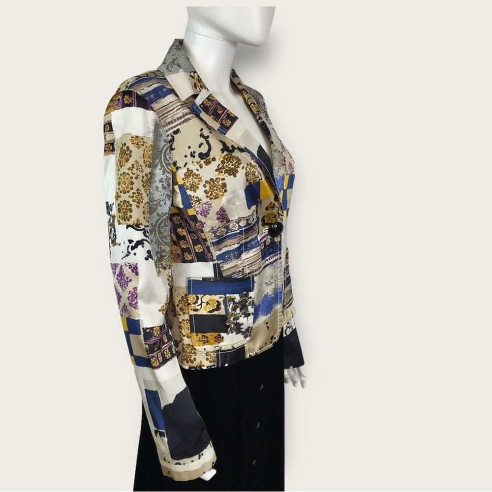 Etro Beige Blue & Black Satin Floral Paisley Blaz… - image 3