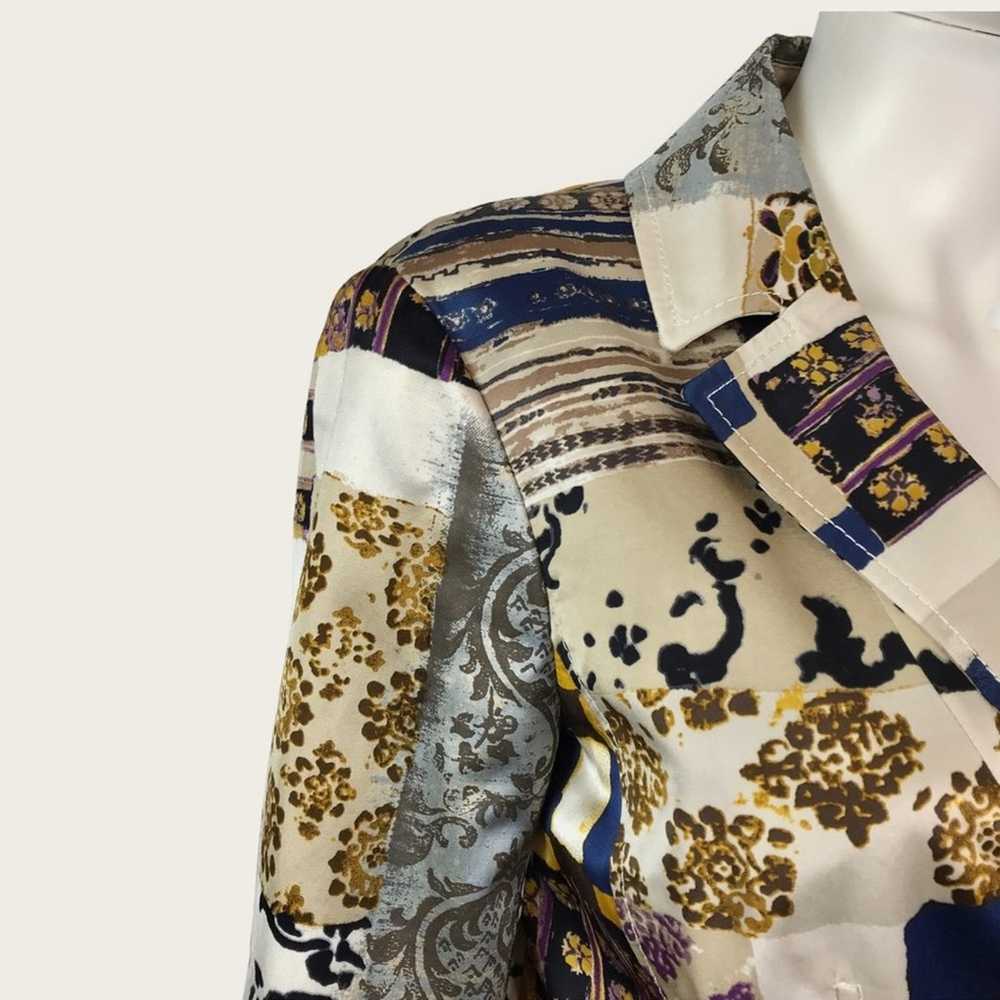 Etro Beige Blue & Black Satin Floral Paisley Blaz… - image 4