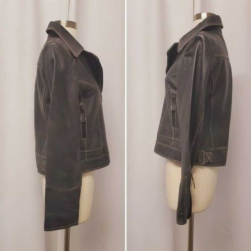 Vintage 90s y2k R&O Black Gray Leather Distressed… - image 2