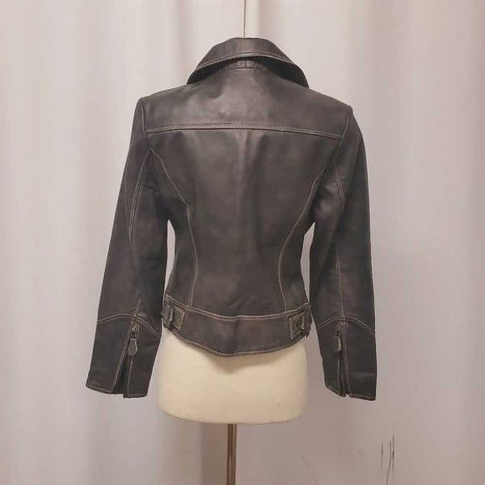 Vintage 90s y2k R&O Black Gray Leather Distressed… - image 3