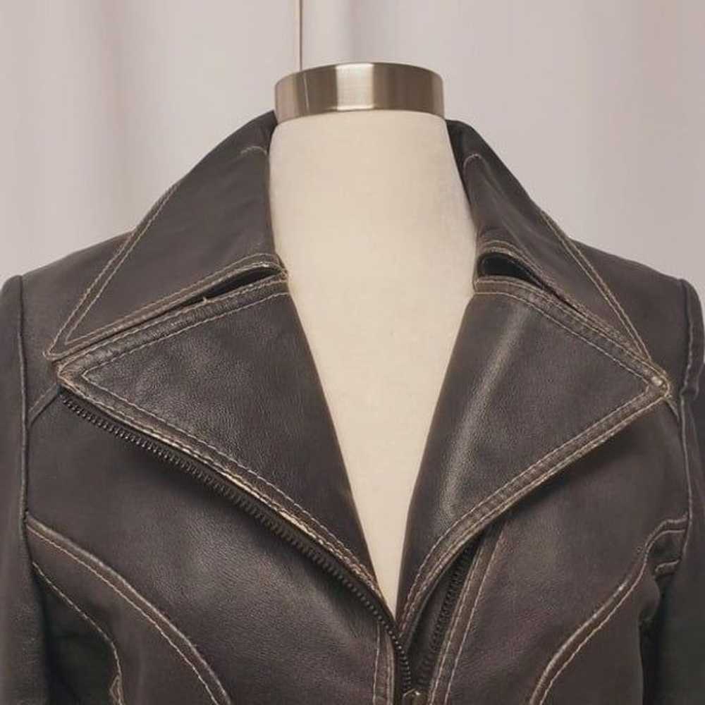 Vintage 90s y2k R&O Black Gray Leather Distressed… - image 4