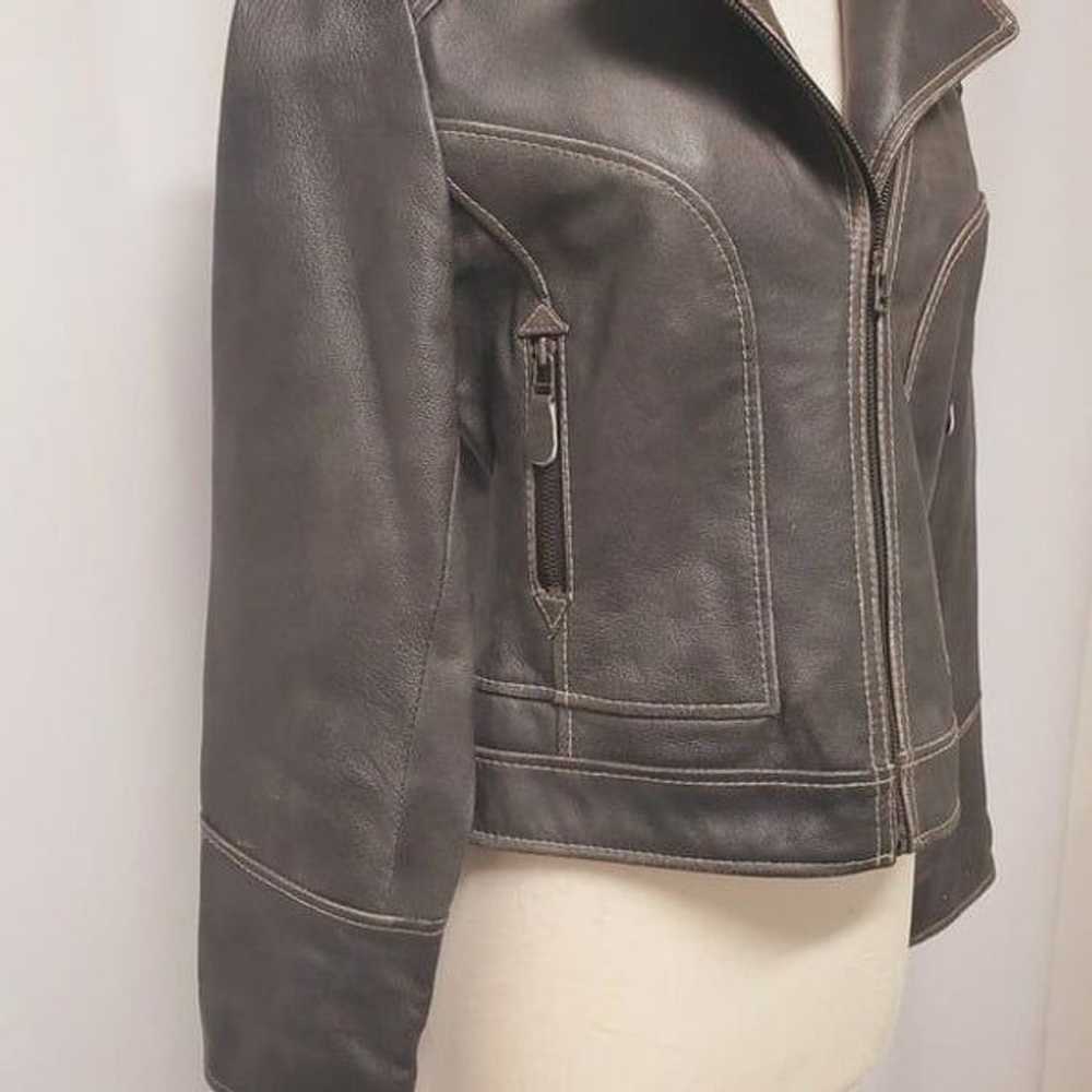 Vintage 90s y2k R&O Black Gray Leather Distressed… - image 5