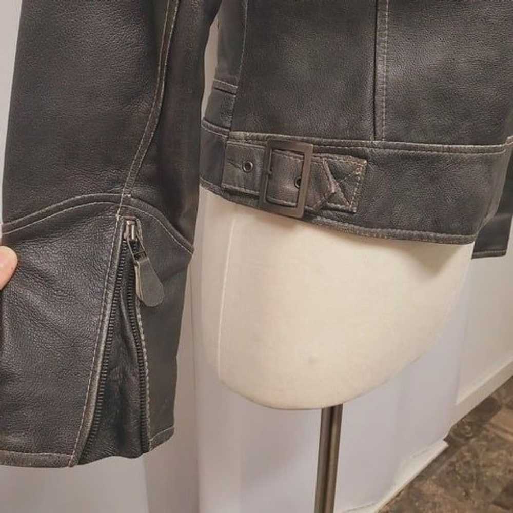 Vintage 90s y2k R&O Black Gray Leather Distressed… - image 6