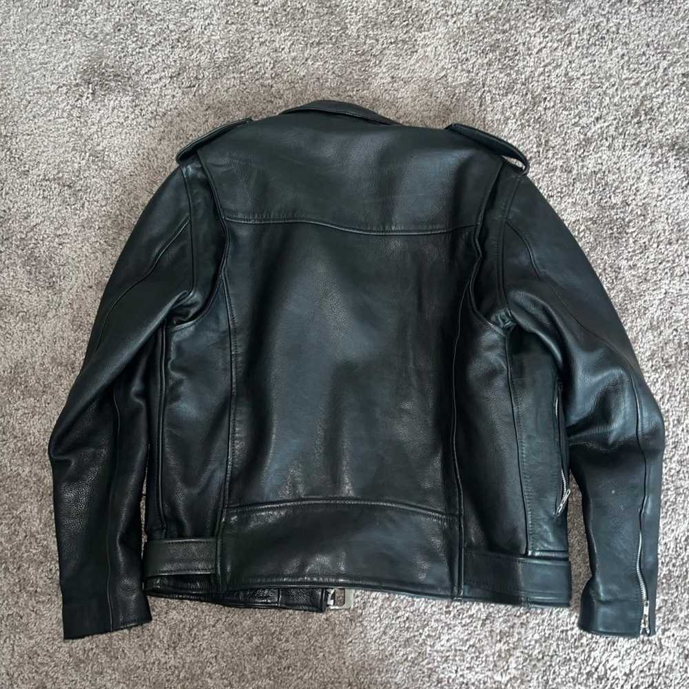 Biker Black Cow Leather Jacket Vintage - image 2