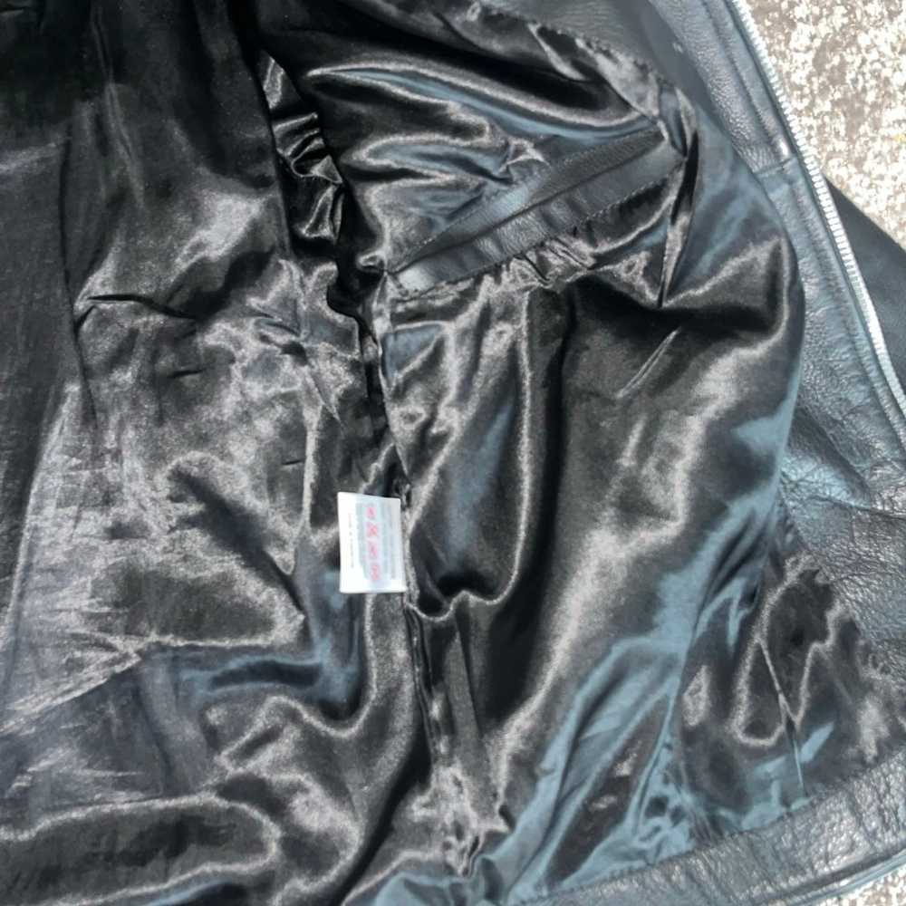 Biker Black Cow Leather Jacket Vintage - image 5