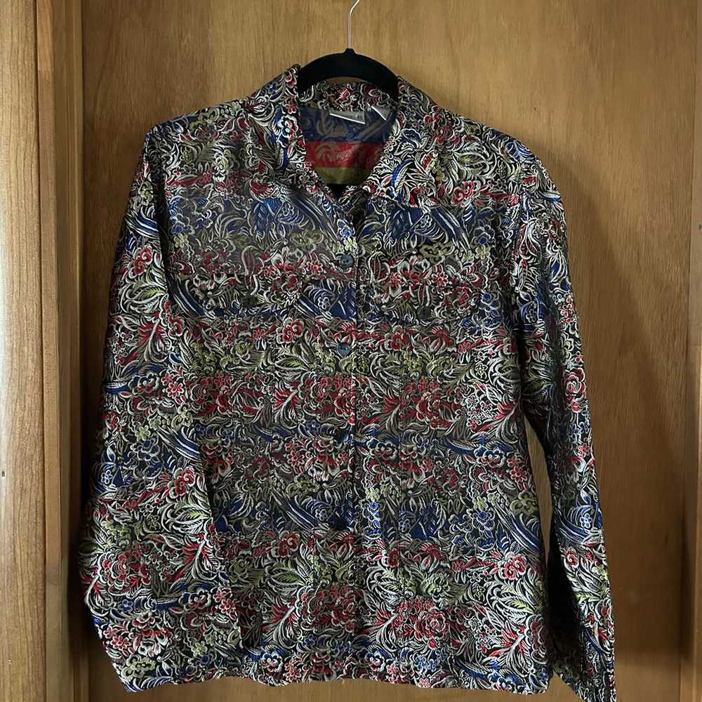 Chicos size 1 medium colorful silk blend jacket - image 1