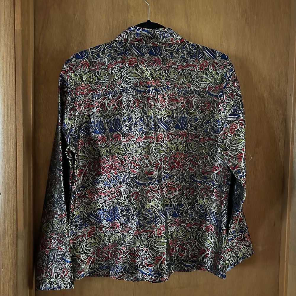 Chicos size 1 medium colorful silk blend jacket - image 3