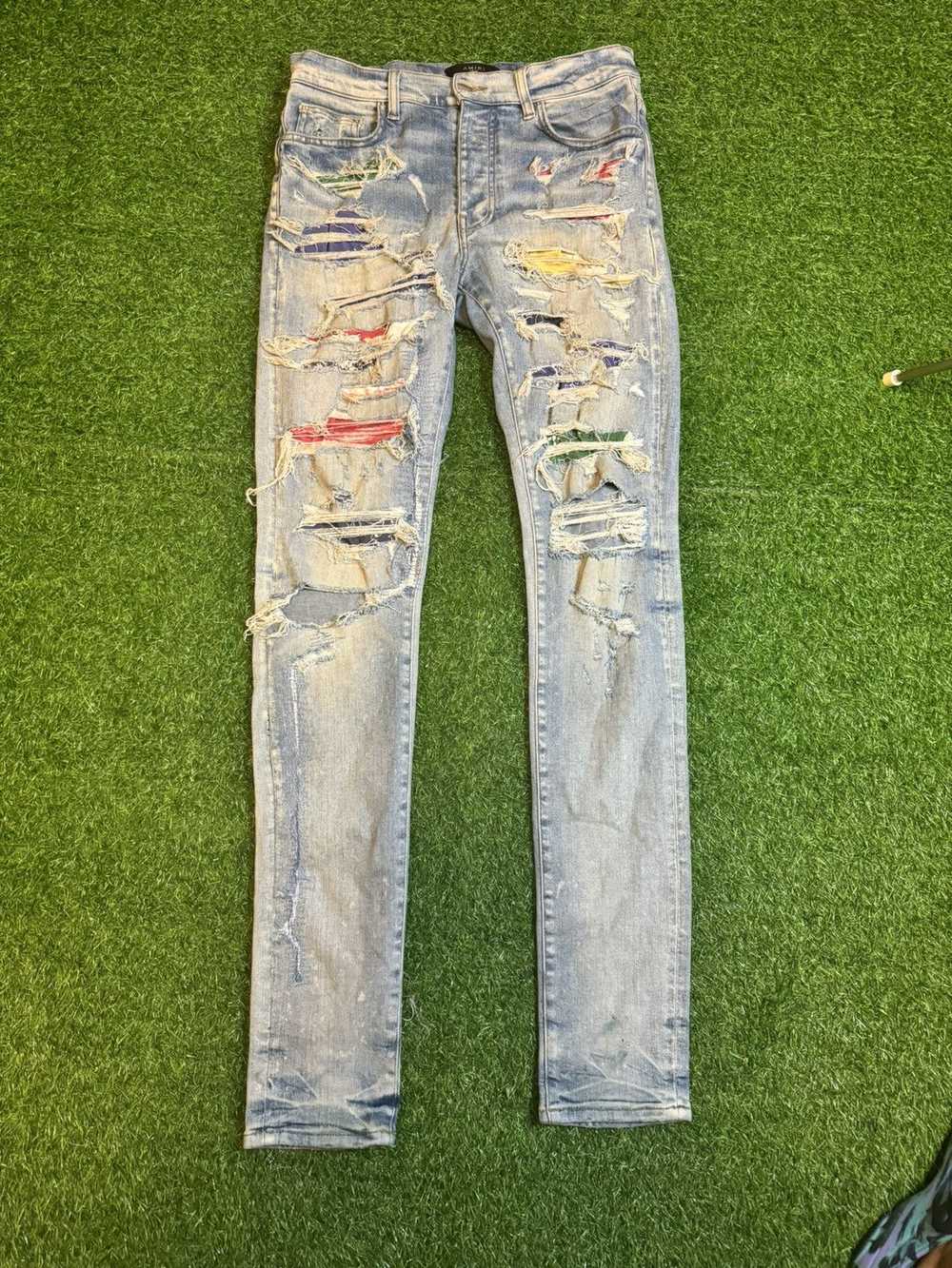 Amiri Amiri Rainbow Patch Clay Indigo Jeans Size … - image 1