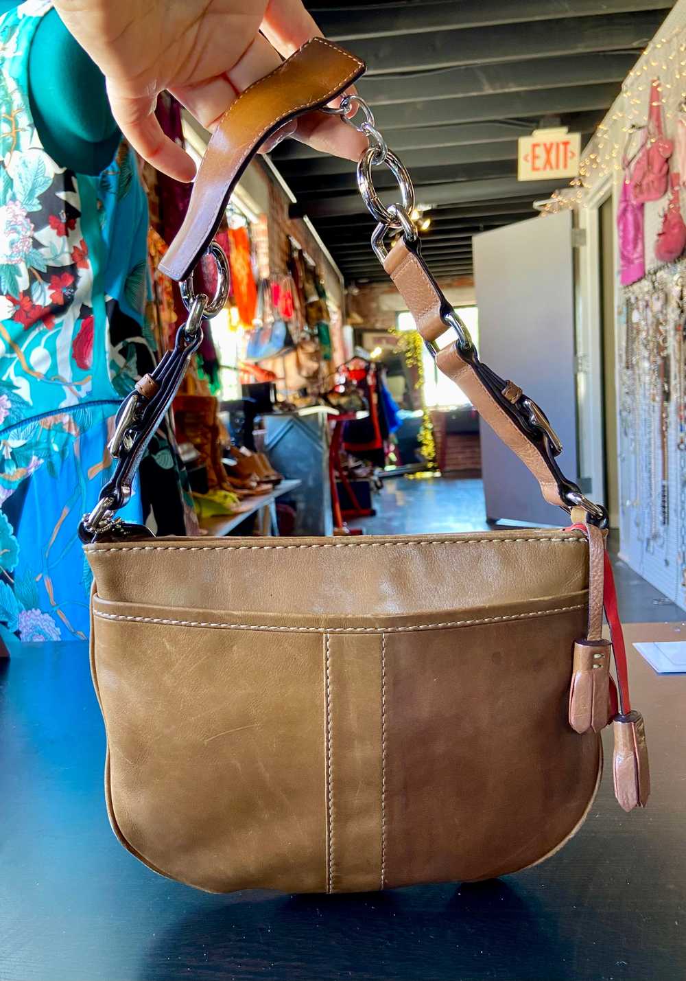 Brown Leather Reworked Coach bag - image 7