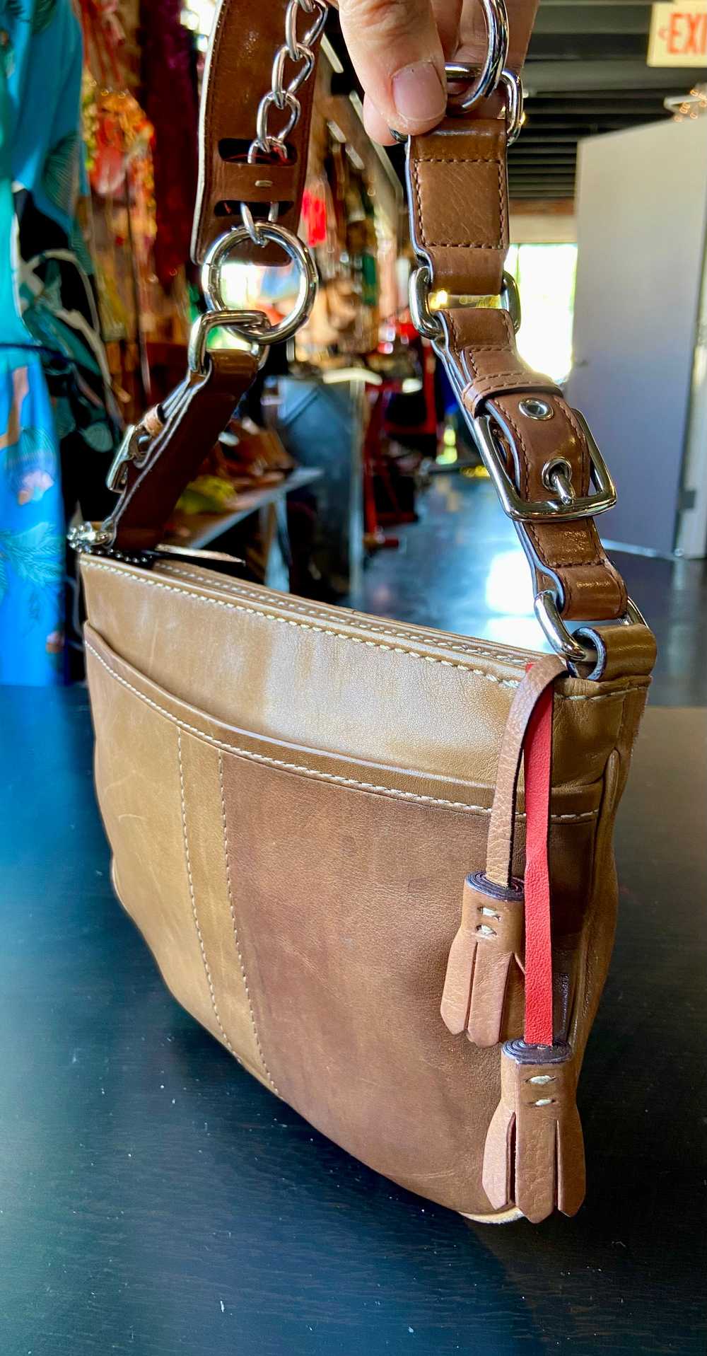 Brown Leather Reworked Coach bag - image 8