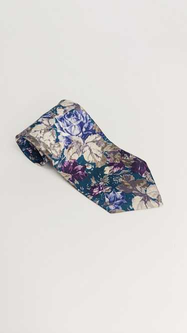 Vintage Green tie with purple roses Royal Knight 1