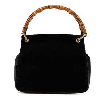 Black Gucci Suede Bamboo Handbag