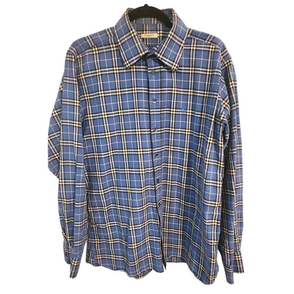 Burberry Men's Burberry Blue White Black Plaid 10… - image 1