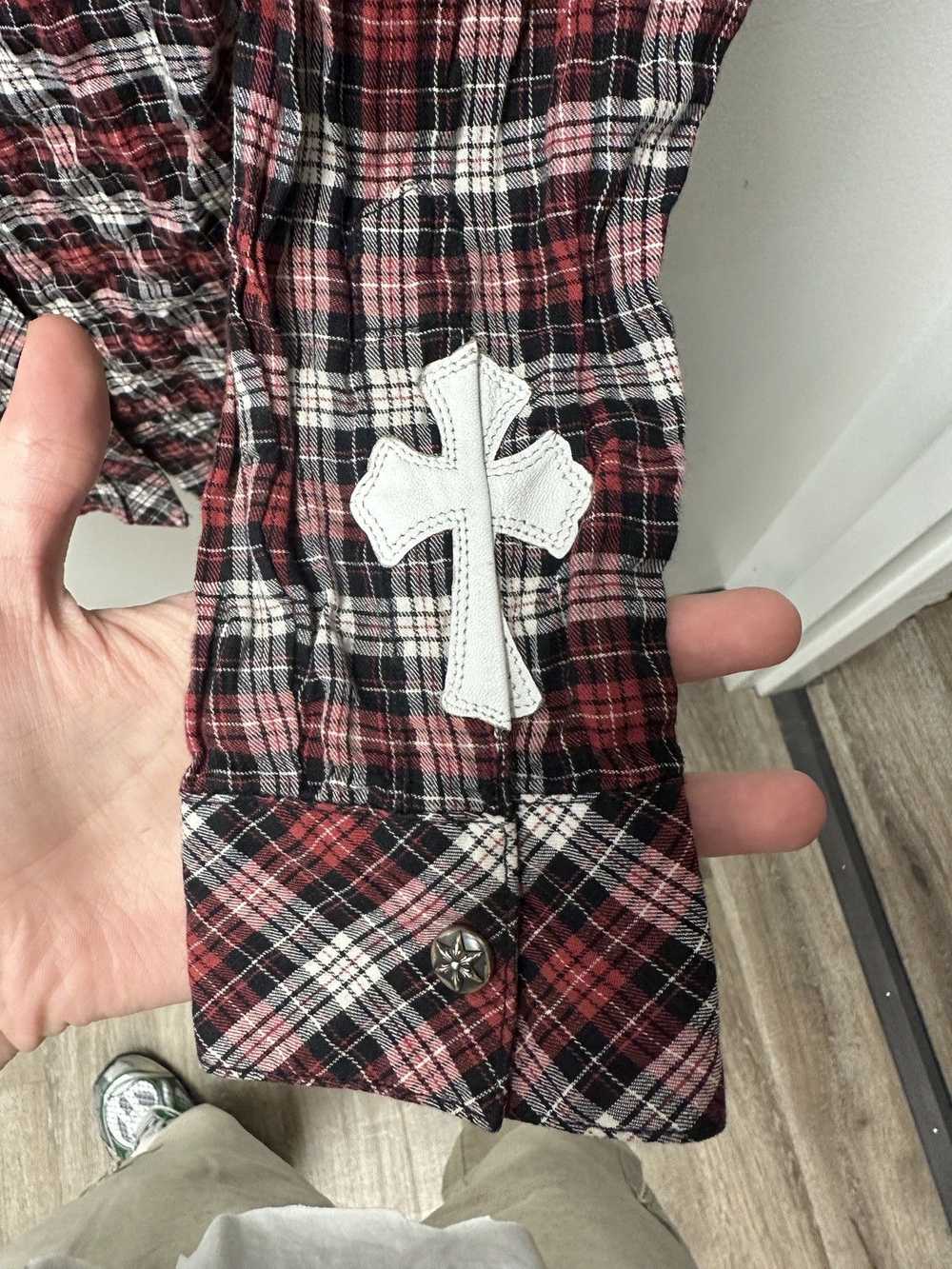 Chrome Hearts Chrome Hearts Red Button Up Flannel… - image 4