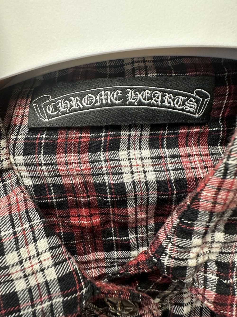 Chrome Hearts Chrome Hearts Red Button Up Flannel… - image 6